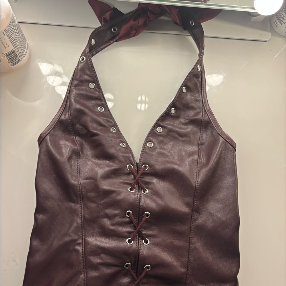 Halter plunge top